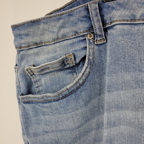 Stitch Star Womens Distressed Faded Light Wash Button Fly Jeans Size 20 - Picture 4 of 12